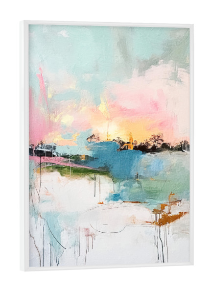 Poster mit weißem Rahmen "Abstrakter Sonnenaufgang J" artboxONE - Abstrakt - Abstrakt,Bunt,Dekorativ