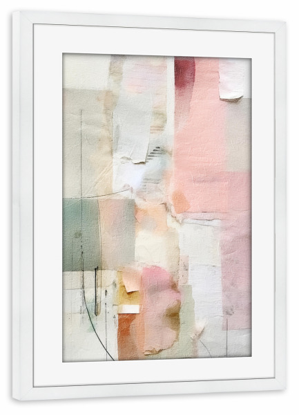 Poster mit Rahmen weiß "Pastell-Blütenblatt-Collage L" artboxONE - Floral,Abstrakt - Collage,Blumen,Blumen,Blütenblätter,Dekorativ