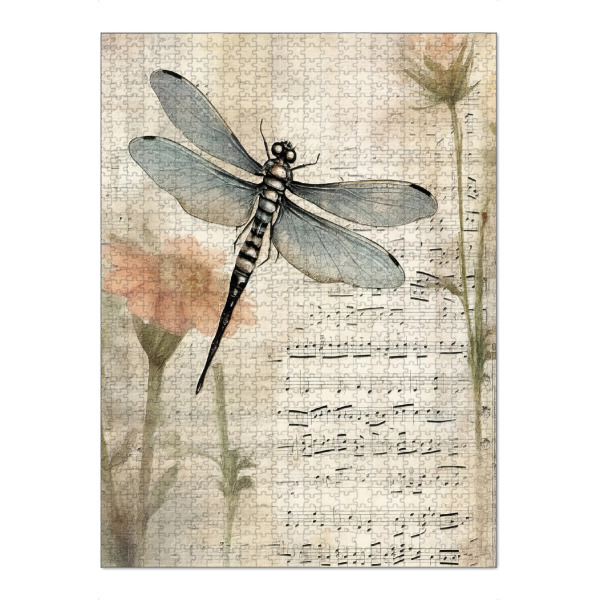 Puzzle Ravensburger "Musikalische Libelle G" artboxONE - Floral,Tiere,Musik - Blumen,Blume,Musik,Noten,Noten,Insekten,Libelle - Bild blumen