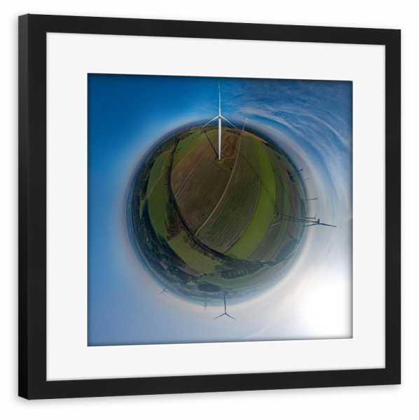 Poster mit Rahmen schwarz "Windrad im Windenergiepark" artboxONE - Natur,Architektur