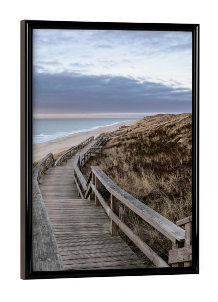 Poster mit schwarzem Rahmen "Sylt am Abend" artboxONE - Natur - Meer,Sylt,Wasser,Strand,Holz,Himmel,Natur