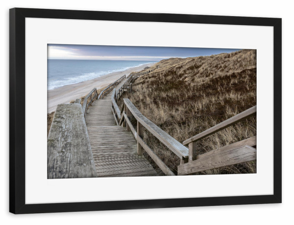 Poster mit Rahmen schwarz "Sylt - Abendstimmung" artboxONE - Natur - Meer,Natur,Sylt,Strand,Holz,Rustikal