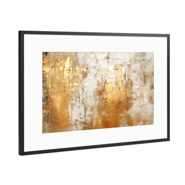 Poster mit Rahmen Schwarz (Metallic) "Elfenbein und Gold Grunge I" artboxONE - Abstrakt - Gold,Abstrakt,Grunge,Dekorativ