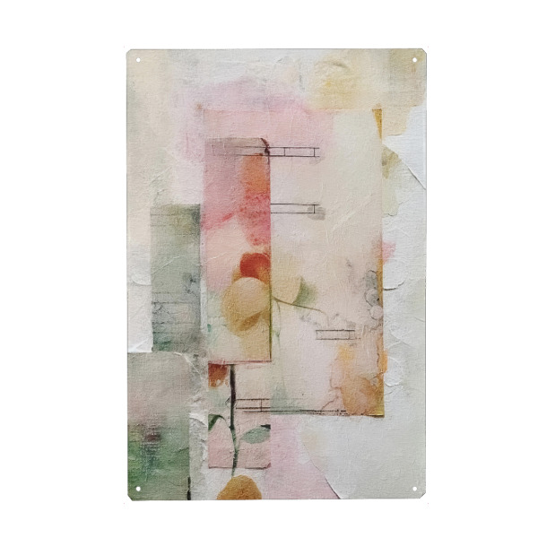 Metall Poster "Pastell-Blütenblatt-Collage C" artboxONE - Floral,Abstrakt - Collage,Blumen,Blumen,Blütenblätter,Dekorativ - Blechschild