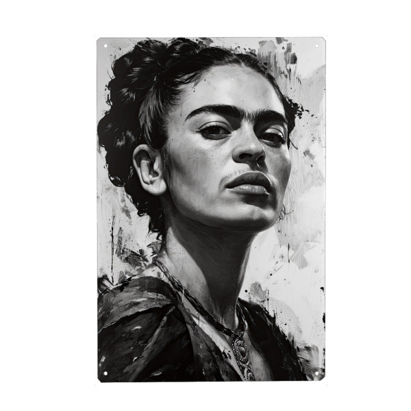 Holzbild "Frida Wie geht es dir" artboxONE - Menschen,Schwarzweiß - Frida,Frida kahlo,Frau,Dame,Mädchen,Porträt