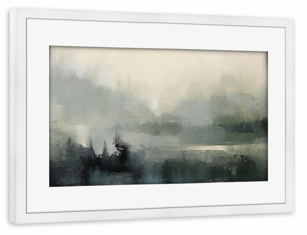 Poster mit Rahmen weiß "Gedämpfte abstrakte Landschaft H" artboxONE - Natur,Abstrakt - Landschaft,Natur,Horizont,Neutral,Abstrakt