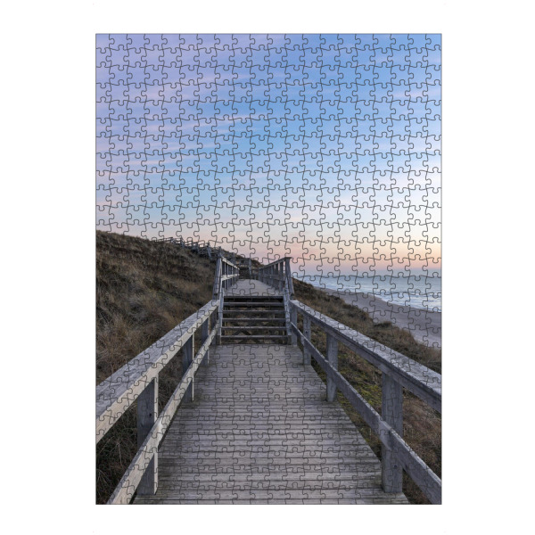artboxONE Puzzle "Sylt Sonnenuntergang - Hochformat" artboxONE - Natur - Sylt,Landschaft,Sonnenuntergang,Meer,Holz,Rustikal,Strand - Bild sylt