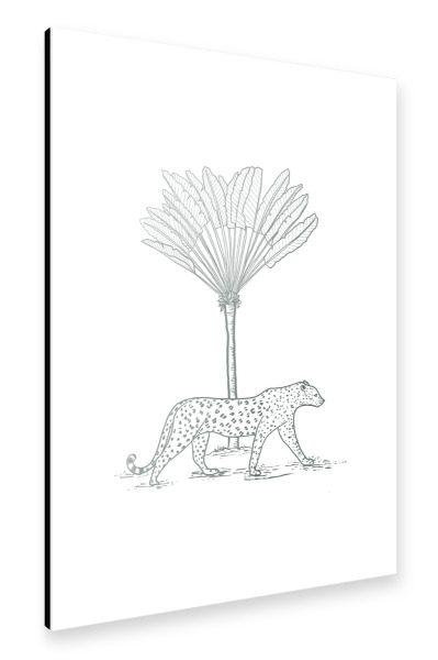 Alu-Dibond "Leopard and palm tree" 30x20 cm artboxONE