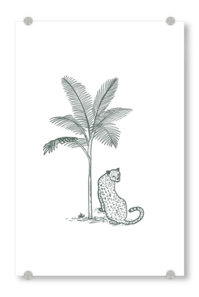 Acrylglasbild "Cheetah and palm tree" artboxONE - Natur,Tiere