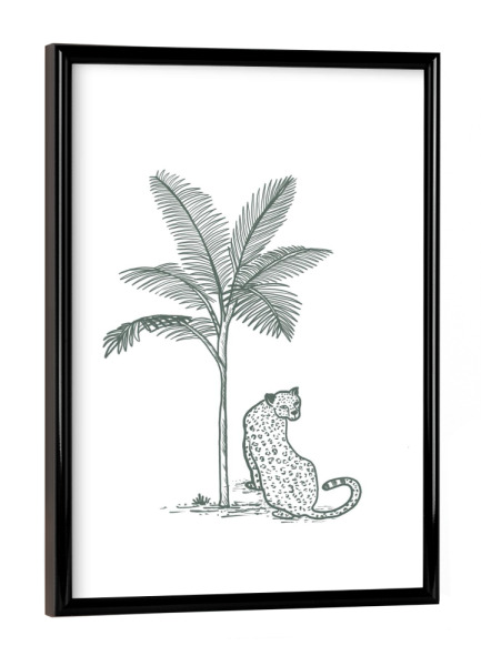 Poster mit schwarzem Rahmen "Cheetah and palm tree" artboxONE - Natur,Tiere