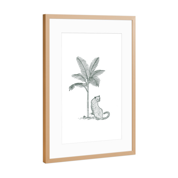Poster mit Rahmen Kupfer "Cheetah and palm tree" artboxONE - Natur,Tiere