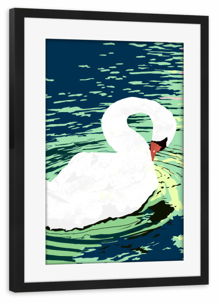 Poster mit Rahmen schwarz "Schwanenvogelmalerei" artboxONE - Tiere
