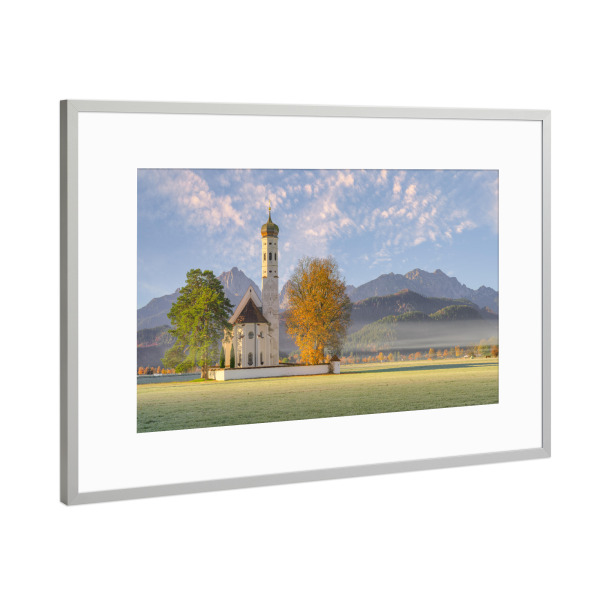 Poster mit Rahmen Silber "St. Coloman in Schwangau" artboxONE - Natur,Reise,Reise / Länder