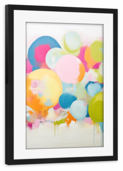 Poster mit Rahmen schwarz "Runde Party Malerei" artboxONE - Abstrakt,Geometrie