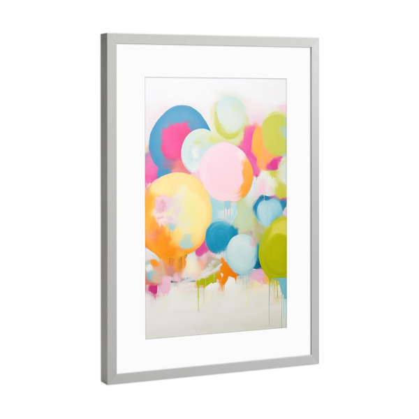 Poster mit Rahmen Silber "Runde Party Malerei" artboxONE - Abstrakt,Geometrie