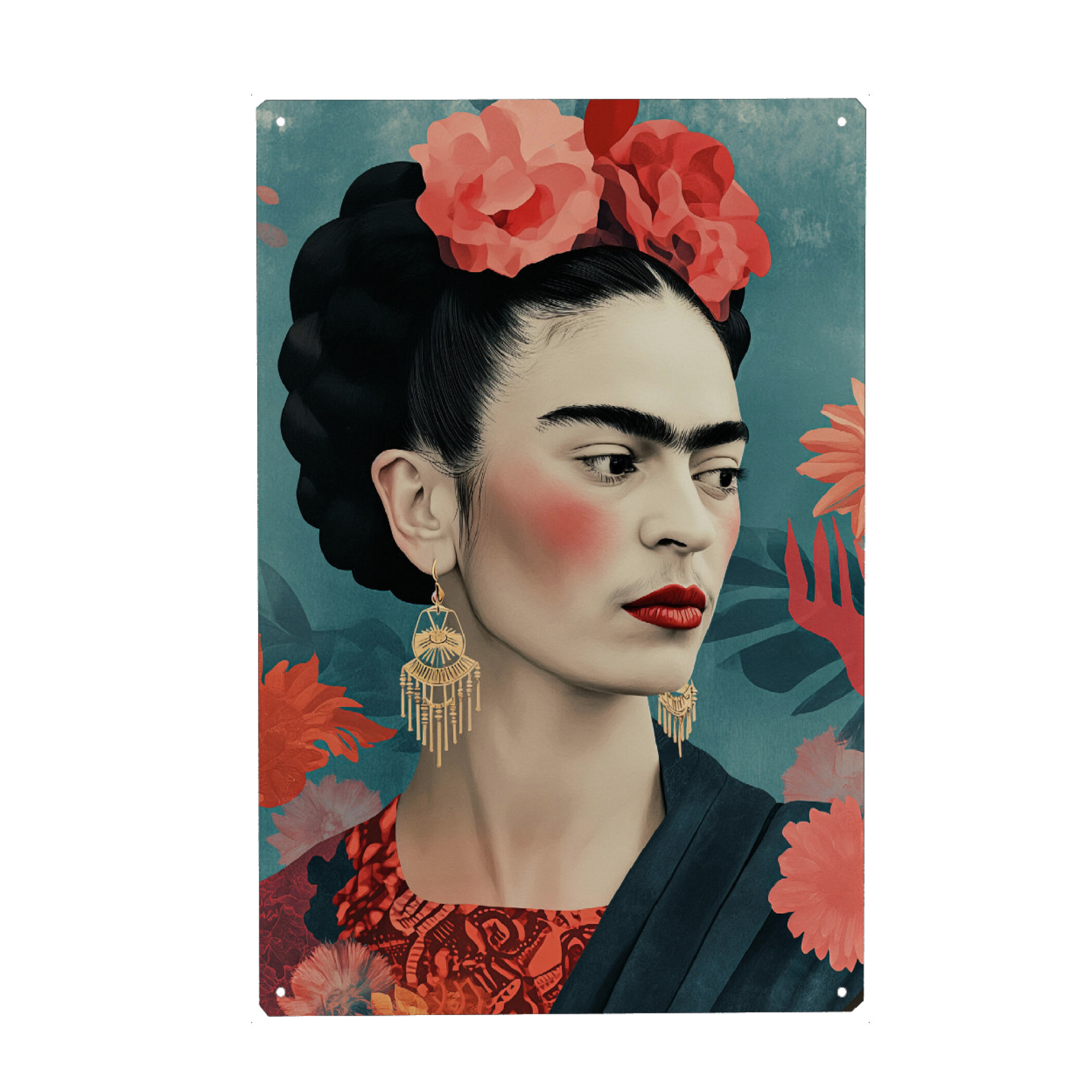 Metall Poster "Kahlo Portrait" artboxONE - Floral,Menschen,Fashion