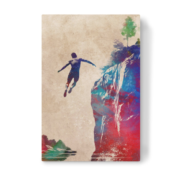 Leinwandbild "Springen zum Wassersport A" artboxONE - Sport,Sport / Sommerspiele - Springen,Wasser,Sport,Grafik,Zum wasser springen