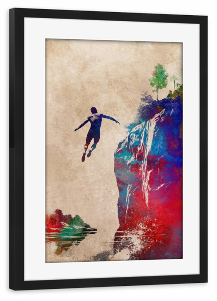 Poster mit Rahmen schwarz "Springen zum Wassersport A" artboxONE - Sport,Sport / Sommerspiele - Springen,Wasser,Sport,Grafik,Zum wasser springen