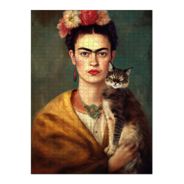 Puzzle Ravensburger "Kahlo's Katzen Liebe" artboxONE - Floral,Tiere,Menschen