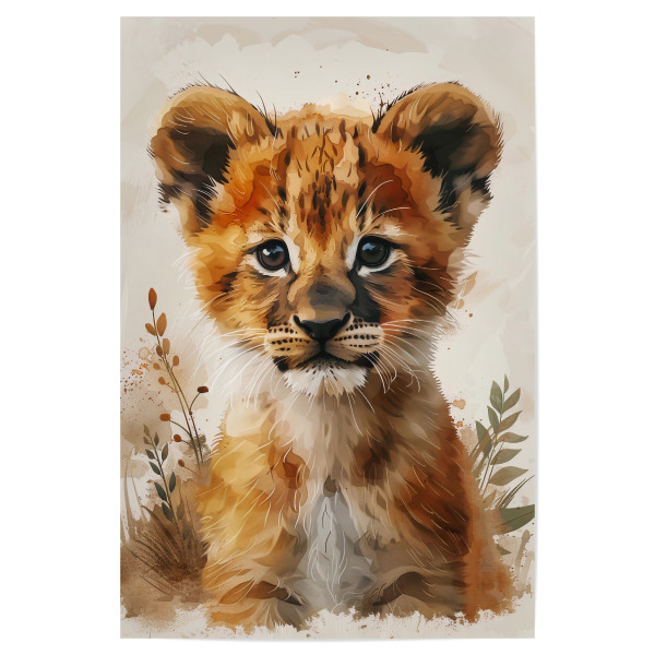 Poster "Baby Lion 2 (matart)" artboxONE - Für Kinder,Tiere - Löwe,Löwen,Tier,Tiere,Natur,Baby,Niedlich,Wild,Tierwelt,Malerei,Aquarell