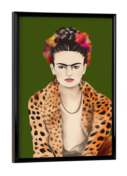 Poster mit schwarzem Rahmen "Frida leo Outfit dunkelgrün" artboxONE - Floral,Menschen,Fashion