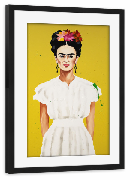 Poster mit Rahmen schwarz "Fridas gelbe Kunstwelt" artboxONE - Floral,Menschen,Fashion