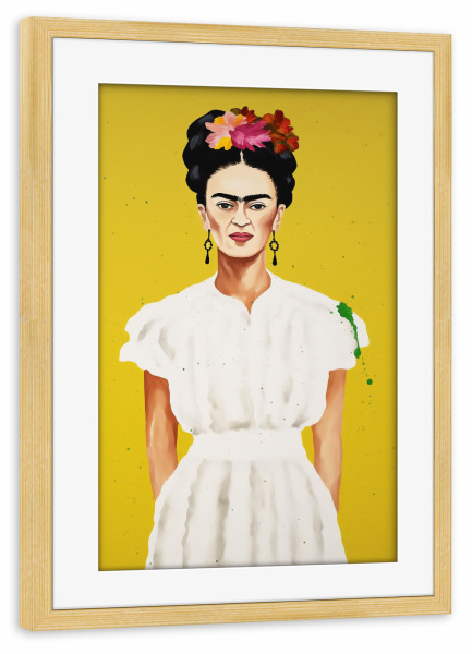 Poster mit Rahmen kiefer "Fridas gelbe Kunstwelt" artboxONE - Floral,Menschen,Fashion