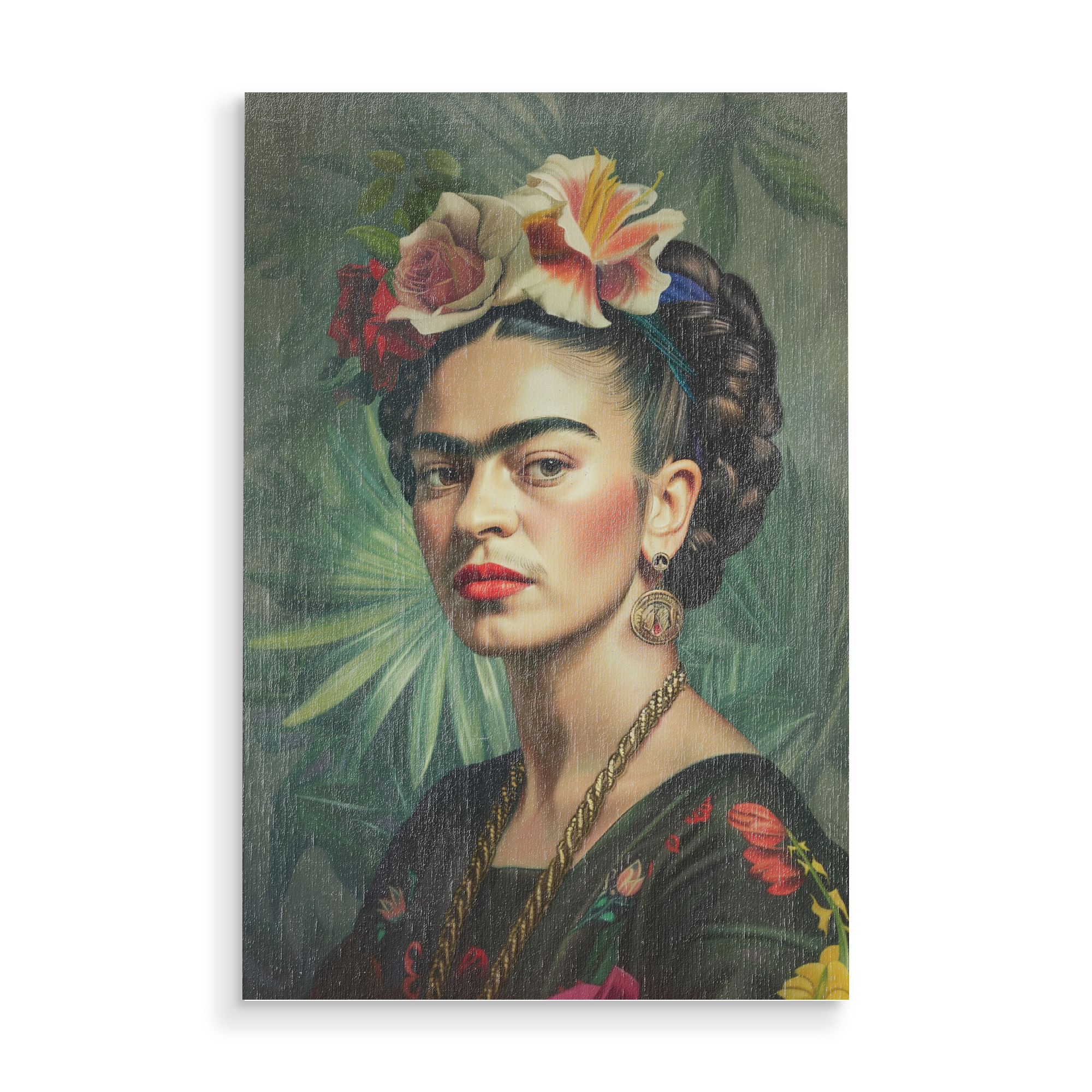 Holzbild "Frida Tropical Elegante Kunst" artboxONE - Natur,Floral,Menschen
