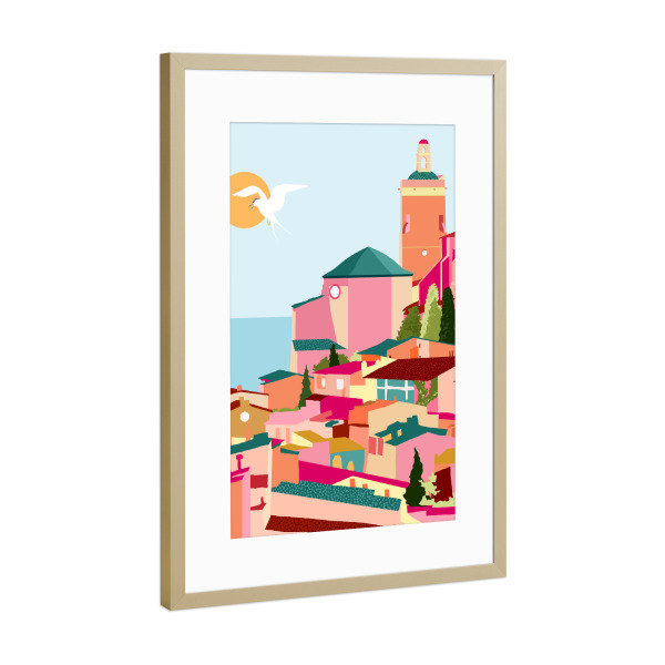 Poster mit Rahmen Gold "Crimson Rouge" artboxONE - Städte,Architektur