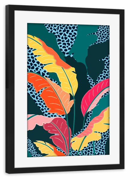 Poster mit Rahmen schwarz "Blaugrün und Mandarine" artboxONE - Abstrakt