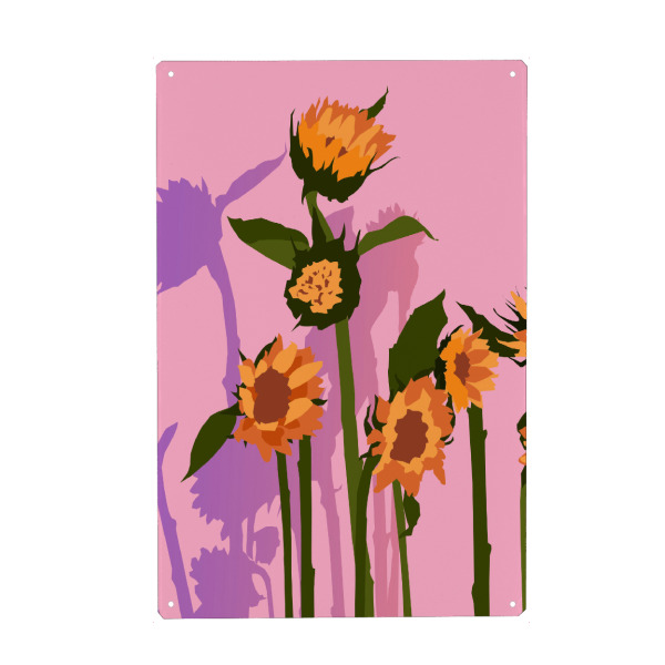 Metall Poster "Goldene Sonnenblumen im Inneren" artboxONE - Floral