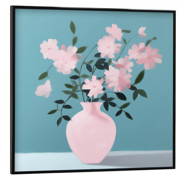 Poster mit schwarzem Rahmen 30x30 cm "Rosa Botanik" artboxONE - Natur,Floral