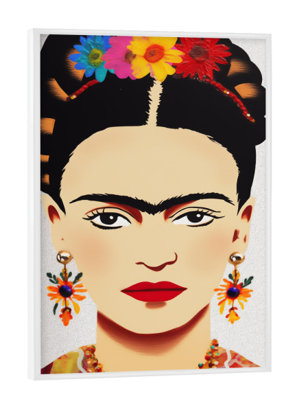 Poster mit weißem Rahmen "Frida's Blumige Ohrringe" artboxONE - Floral,Menschen,Fashion