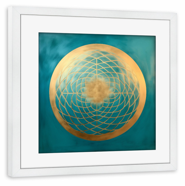 Poster mit Rahmen weiß "Goldene Ornamente" artboxONE - Floral,Abstrakt,Geometrie