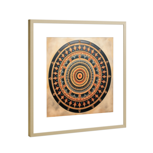 Poster mit Rahmen Gold "Runde Rosette" artboxONE - Floral,Abstrakt,Geometrie