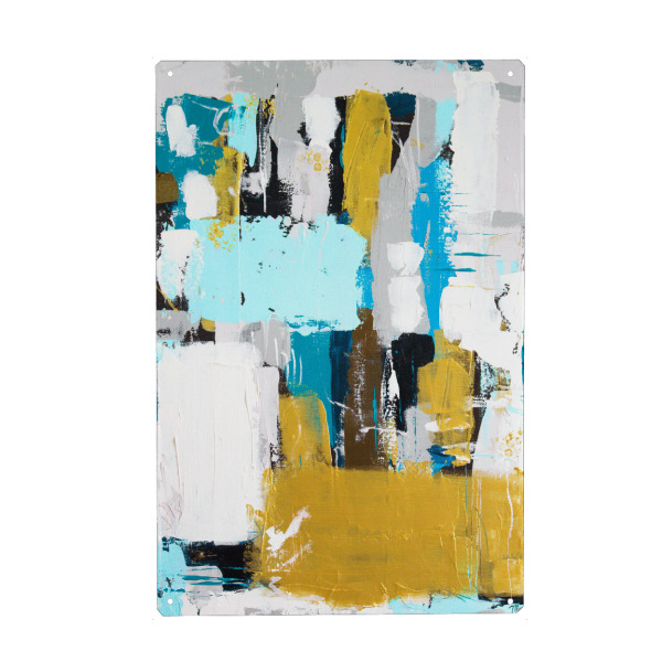 Metall Poster "Tove Höglund - Coffee Break" artboxONE - Abstrakt - Abstrakt,Modern,Pinsel,Farbenfroh,Bunt,Maximalism,Farbe - Blechschild