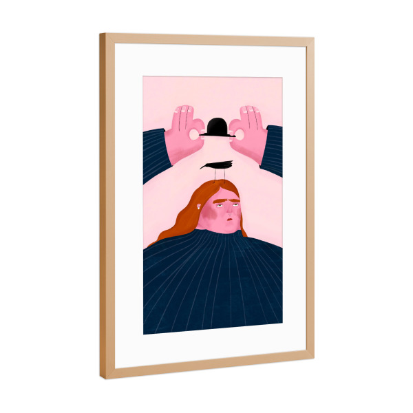 Poster mit Rahmen Kupfer "Oh. Ofi - Vogel auf dem Kopf" artboxONE - Tiere,Menschen,Fashion