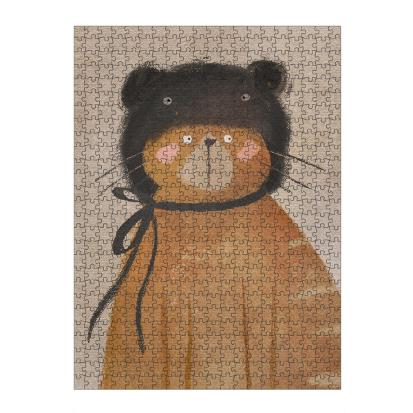 Puzzle Ravensburger "Nelli Suneli - Katze mit Mütze" artboxONE - Für Kinder,Tiere - Illustration,Kinderzimmer,Kind,Tier,Katze,Haustier,Niedlich,Süß