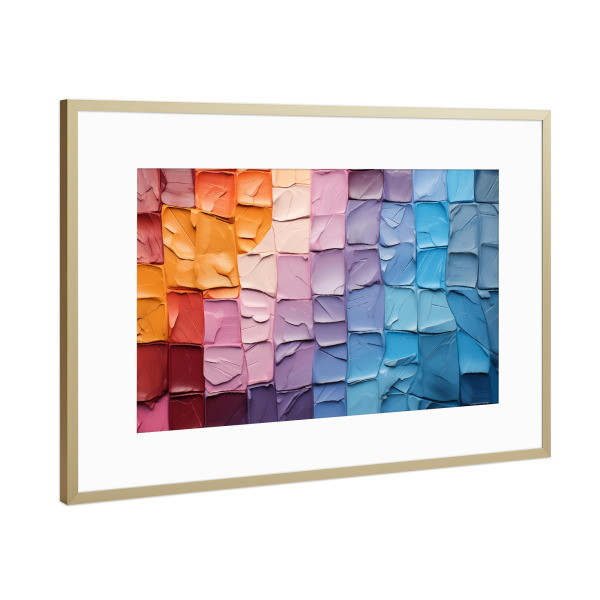 Poster mit Rahmen Gold "Große bunte Vierecke" artboxONE - Abstrakt,Architektur,Geometrie