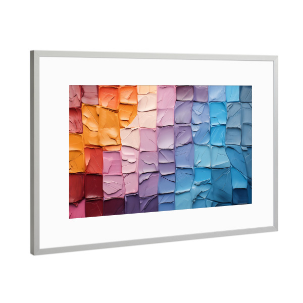 Poster mit Rahmen Silber "Große bunte Vierecke" artboxONE - Abstrakt,Architektur,Geometrie