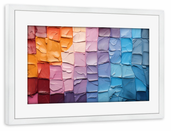 Poster mit Rahmen weiß "Große bunte Vierecke" artboxONE - Abstrakt,Architektur,Geometrie