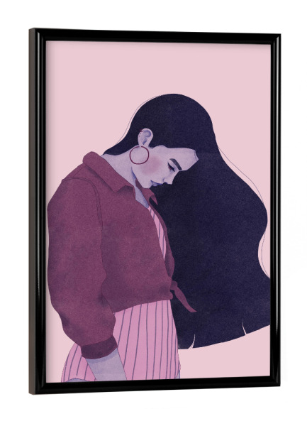 Poster mit schwarzem Rahmen "Grenzebach - Hair like Night sky" artboxONE - Comic,Menschen,Fashion