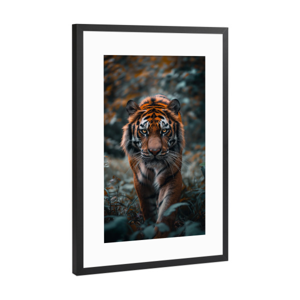 Poster mit Rahmen Schwarz (Metallic) "Tiger in der Wildnis" artboxONE - Natur,Tiere - Tiger,Tier,Natur,Wildnis,Wild,Raubkatze,Ki