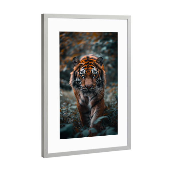 Poster mit Rahmen Silber "Tiger in der Wildnis" artboxONE - Natur,Tiere - Tiger,Tier,Natur,Wildnis,Wild,Raubkatze,Ki