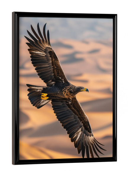 Poster mit schwarzem Rahmen "Adler fliegt über der Wüste" artboxONE - Natur,Reise,Tiere - Adler,Tier,Natur,Reise,Wüste,Fliegen,Freiheit,Flügel