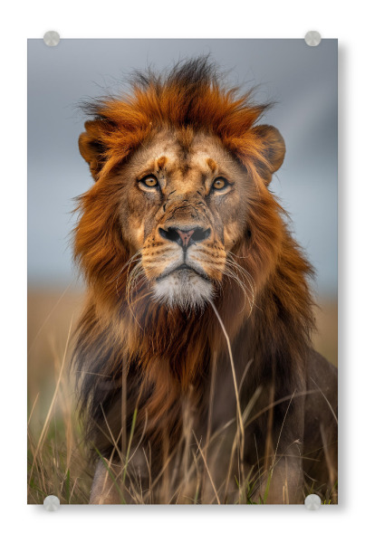 Acrylglasbild "Majestätisches Löwen Porträt" artboxONE - Natur,Reise,Tiere - Löwe,Natur,Porträt,Nahaufnahme,König,Tier,Majestätisch,Ki