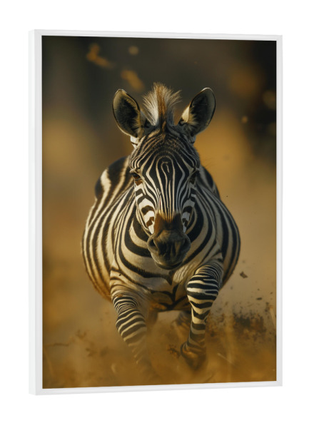 Poster mit weißem Rahmen "Laufendes Zebra" artboxONE - Natur,Reise,Tiere - Zebra,Natur,Tier,Savanne,Laufen