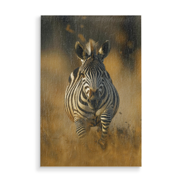Holzbild "Laufendes Zebra" artboxONE - Natur,Reise,Tiere - Zebra,Natur,Tier,Savanne,Laufen,Ki