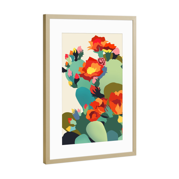 Poster mit Rahmen Gold "How Cactus Got Its Groove Back" artboxONE - Natur,Floral
