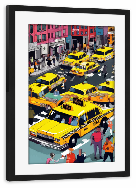 Poster mit Rahmen schwarz "New Yorker Minute" artboxONE - Automobile